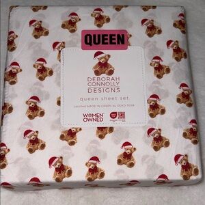Queen Sheet Set - White with Brown Teddy Bears